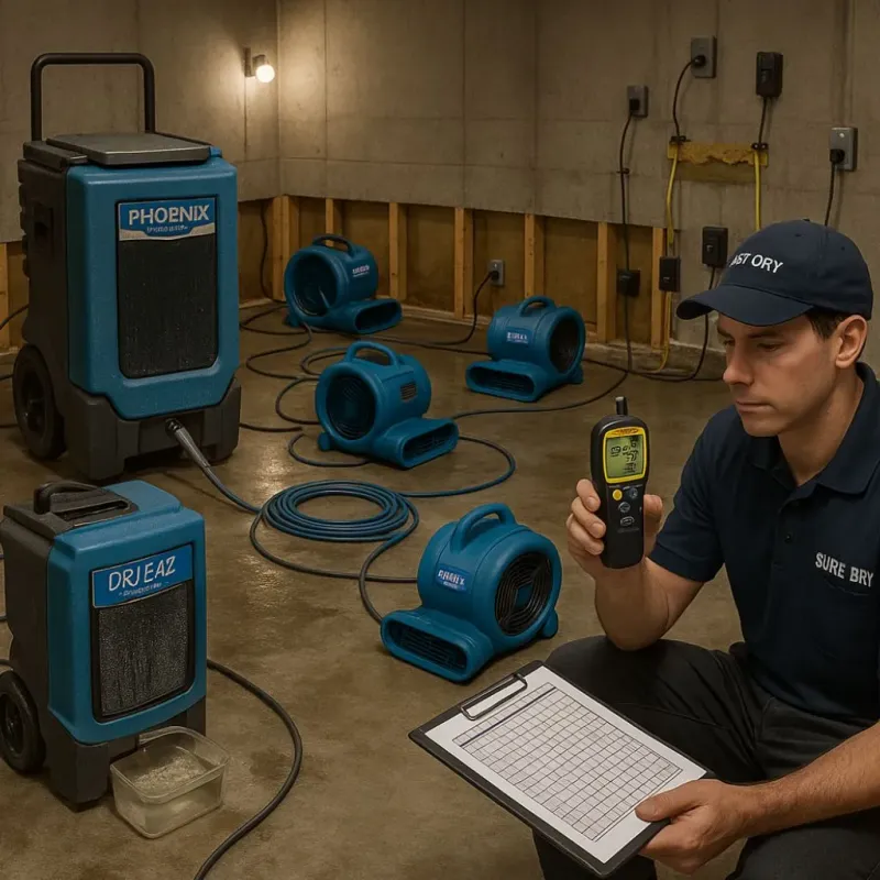 Structural Drying and Dehumidification process in North Andover, MA